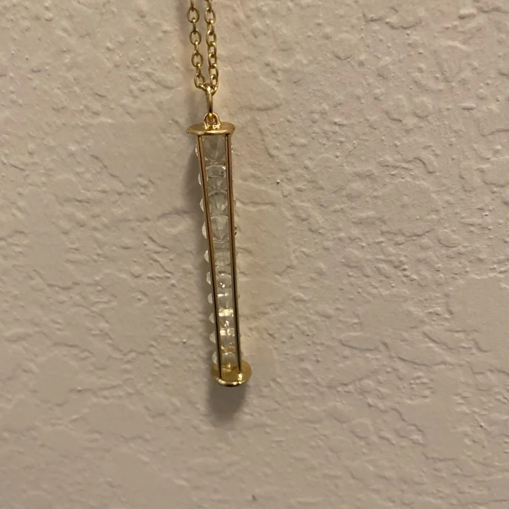 Gold and crystal bar necklace